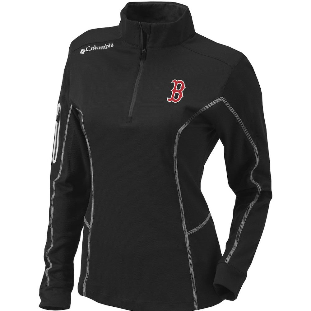 Boston Red Sox Columbia Women's Omni-Wick Shotgun Quarter-Zip Pullover Top - Black Pullover