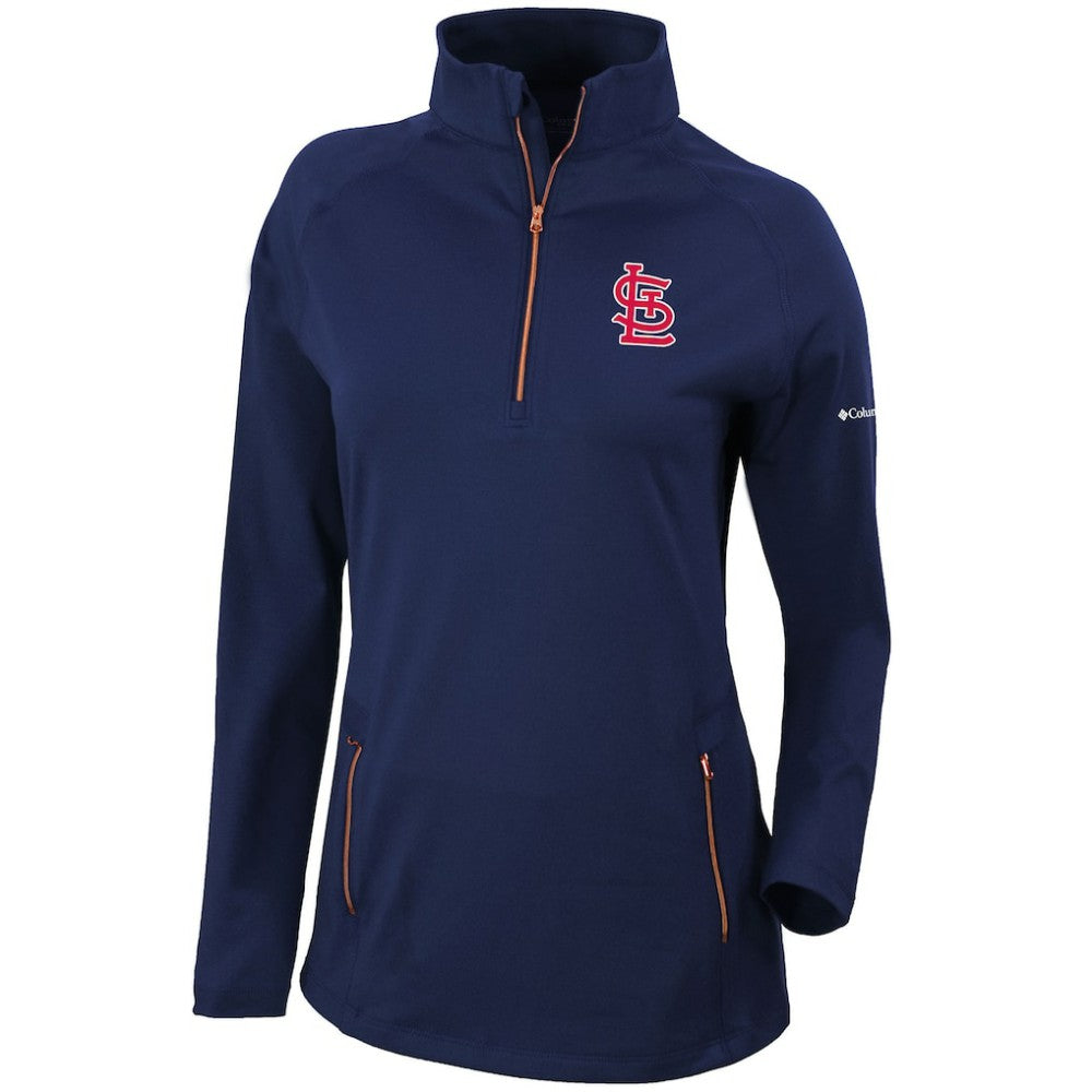St. Louis Cardinals Columbia Women's Omni-Wick Outward Nine Quarter-Zip Pullover Top - Navy Pullover