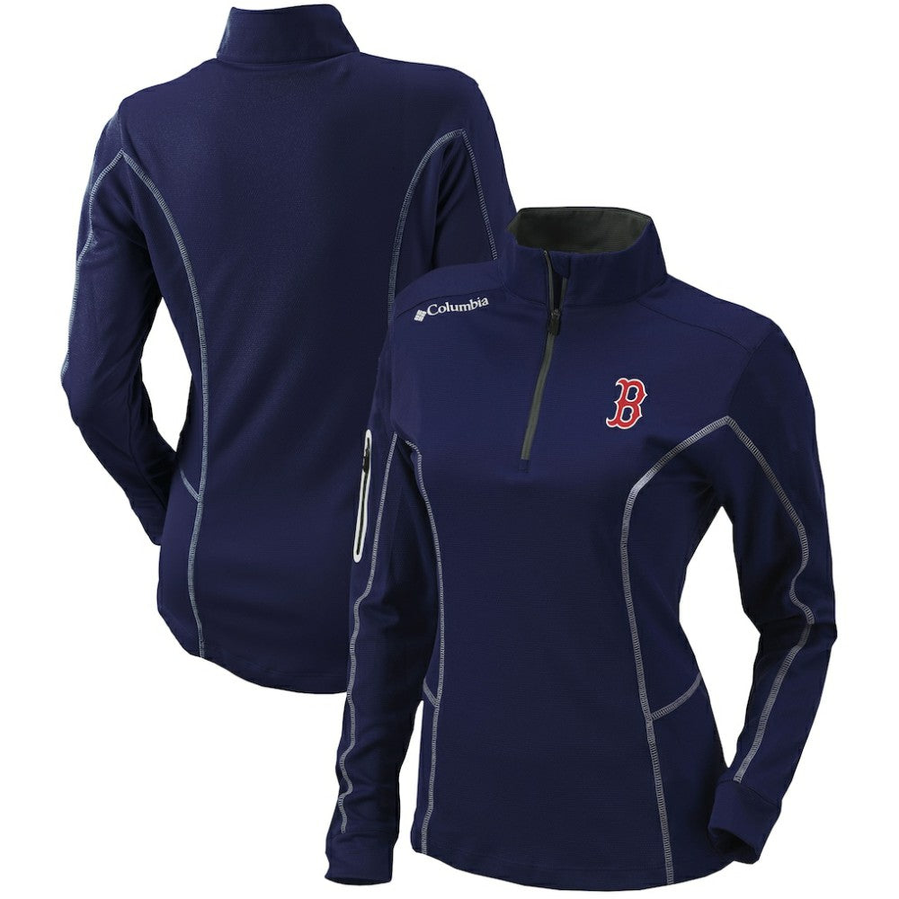 Boston Red Sox Columbia Women's Omni-Wick Shotgun Quarter-Zip Pullover Top - Navy Pullover