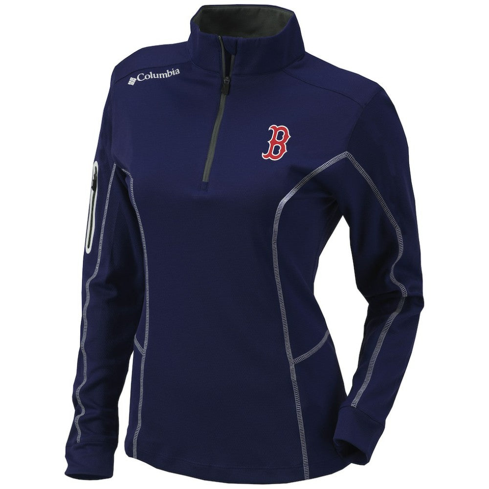 Boston Red Sox Columbia Women's Omni-Wick Shotgun Quarter-Zip Pullover Top - Navy Pullover