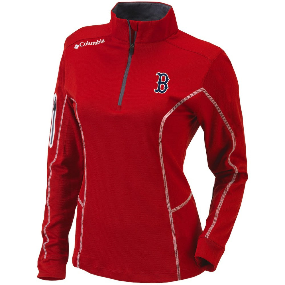 Boston Red Sox Columbia Women's Omni-Wick Shotgun Quarter-Zip Pullover Top - Red Pullover