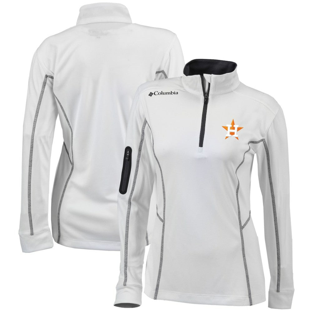 Houston Astros Columbia Women's Omni-Wick Shotgun Quarter-Zip Pullover Top - White Pullover