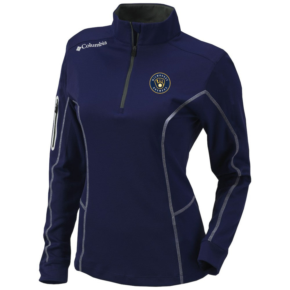 Milwaukee Brewers Columbia Women's Omni-Wick Shotgun Quarter-Zip Pullover Top - Navy Pullover