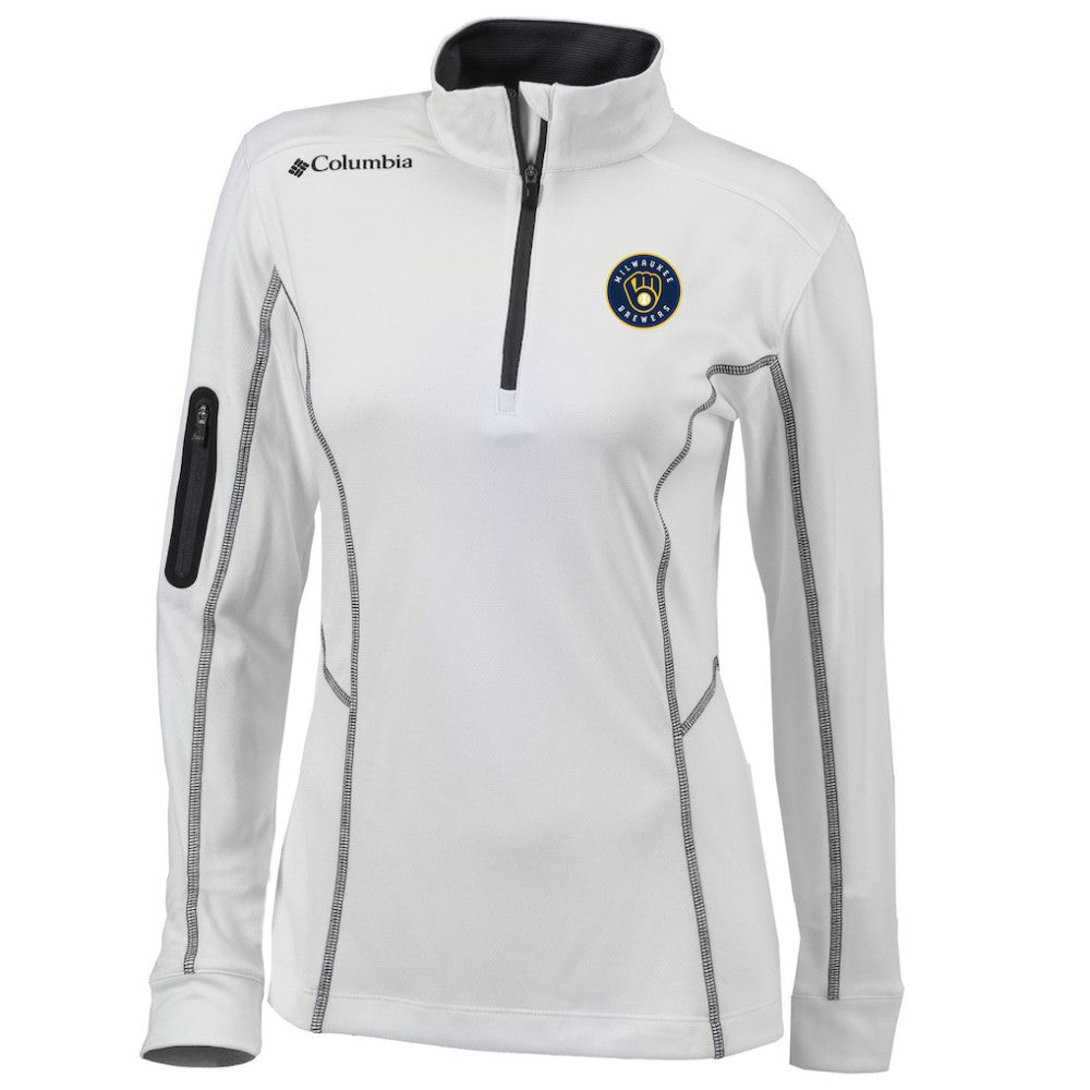 Milwaukee Brewers Columbia Women's Omni-Wick Shotgun Quarter-Zip Pullover Top - White Pullover