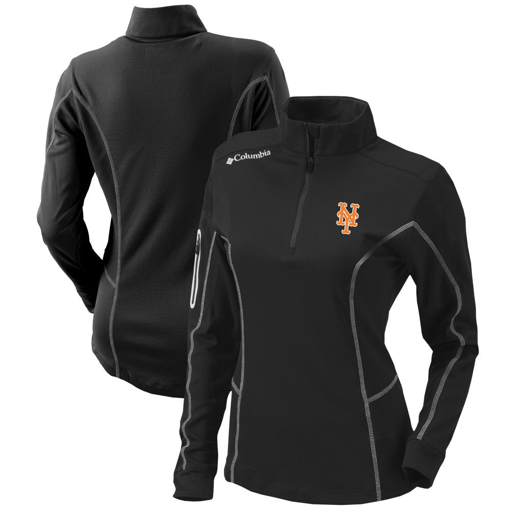 New York Mets Columbia Women's Omni-Wick Shotgun Quarter-Zip Pullover Top - Black Pullover