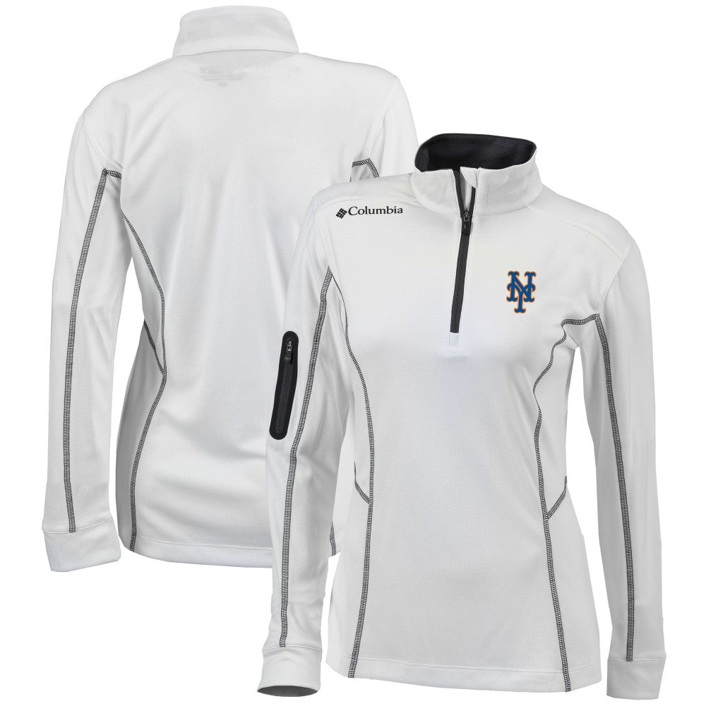 New York Mets Columbia Women's Omni-Wick Shotgun Quarter-Zip Pullover Top - White Pullover