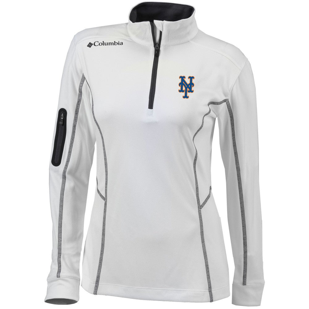 New York Mets Columbia Women's Omni-Wick Shotgun Quarter-Zip Pullover Top - White Pullover