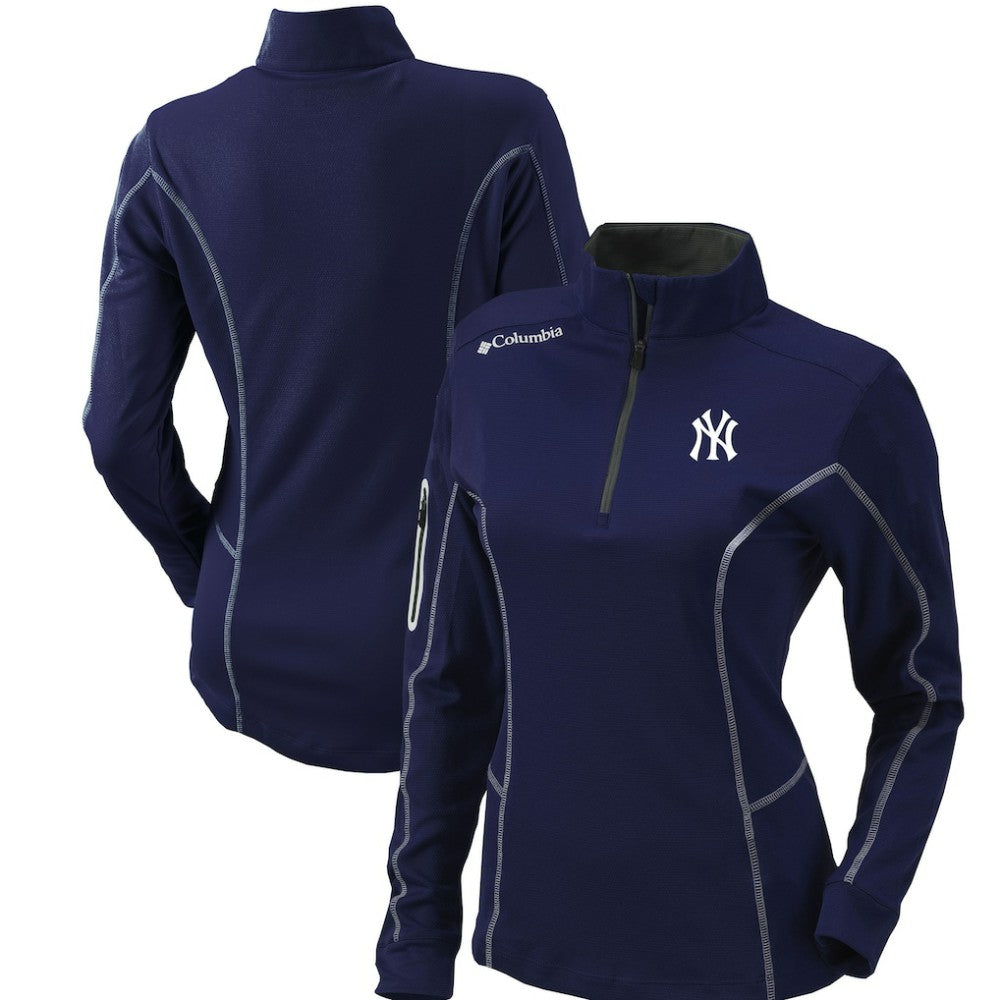 New York Yankees Columbia Women's Omni-Wick Shotgun Quarter-Zip Pullover Top - Navy Pullover