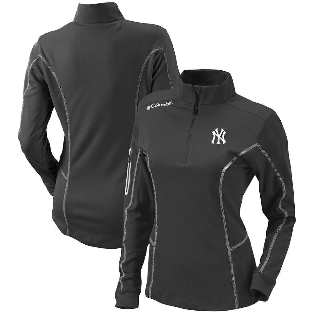 New York Yankees Columbia Women's Omni-Wick Shotgun Quarter-Zip Pullover Top - Charcoal Pullover