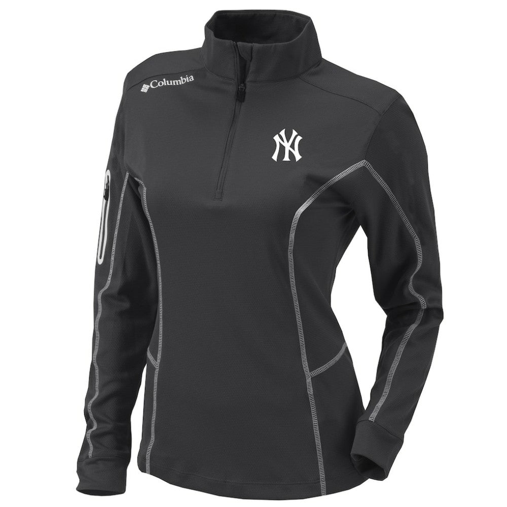 New York Yankees Columbia Women's Omni-Wick Shotgun Quarter-Zip Pullover Top - Charcoal Pullover