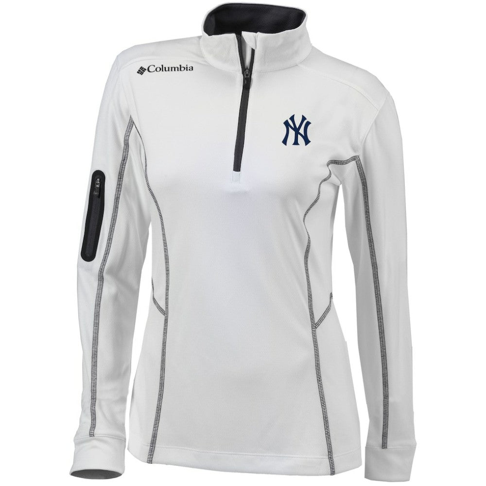 New York Yankees Columbia Women's Omni-Wick Shotgun Quarter-Zip Pullover Top - White Pullover