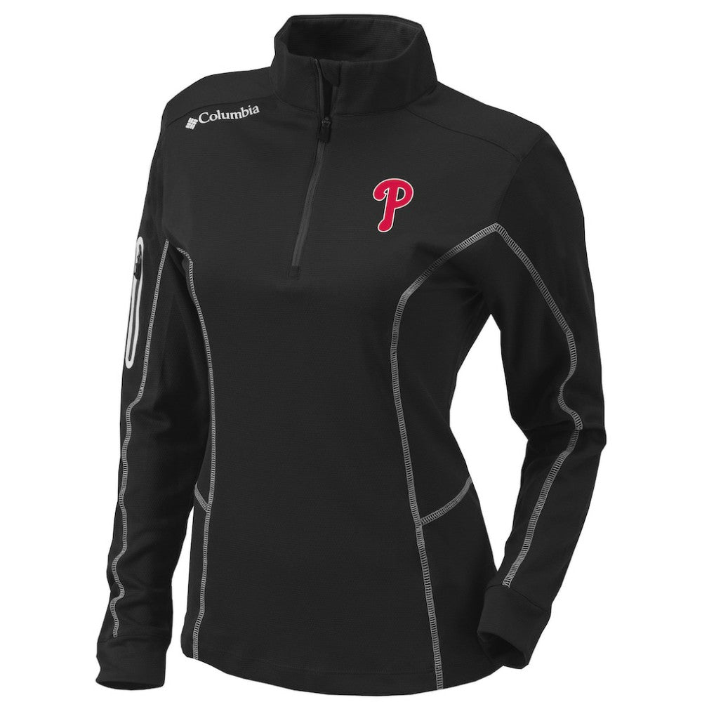 Philadelphia Phillies Columbia Women's Omni-Wick Shotgun Quarter-Zip Pullover Top - Black Pullover