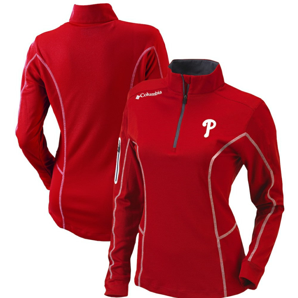 Philadelphia Phillies Columbia Women's Omni-Wick Shotgun Quarter-Zip Pullover Top - Red Pullover
