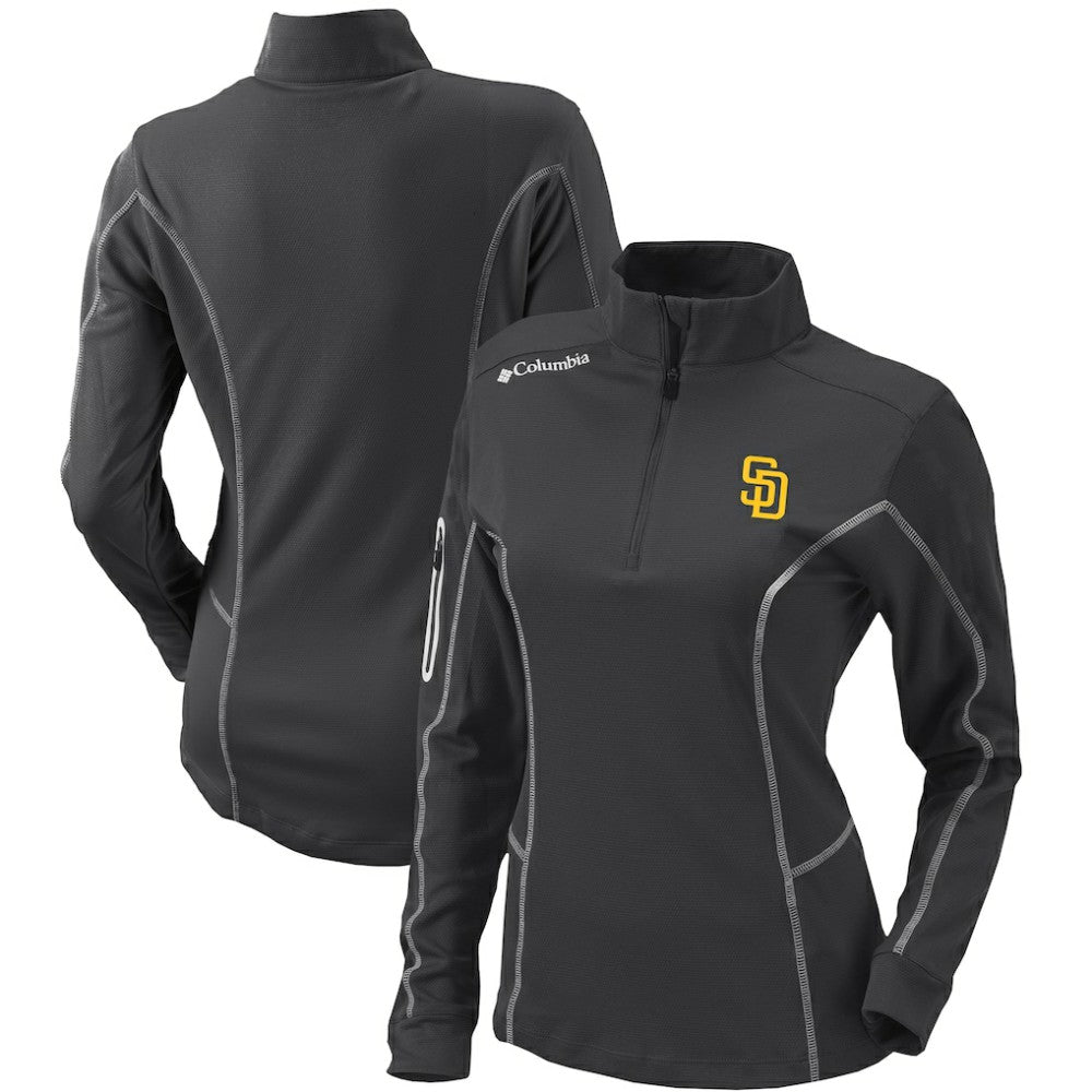 San Diego Padres Columbia Women's Omni-Wick Shotgun Quarter-Zip Pullover Top - Charcoal Pullover