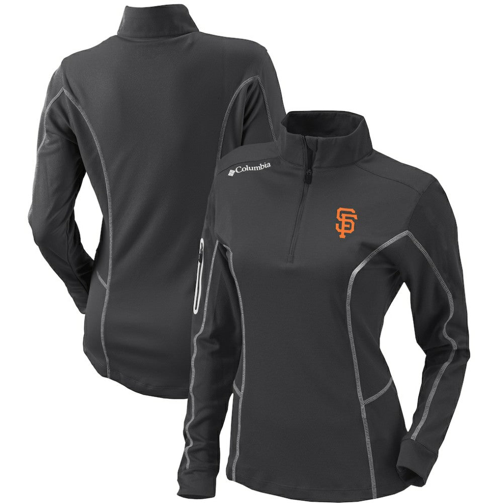 San Francisco Giants Columbia Women's Omni-Wick Shotgun Quarter-Zip Pullover Top - Charcoal Pullover