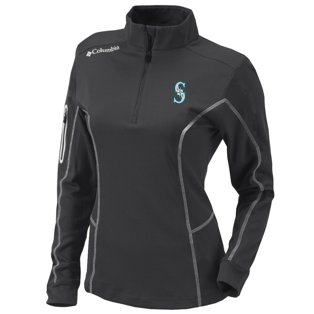 Seattle Mariners Columbia Women's Omni-Wick Shotgun Quarter-Zip Pullover Top - Charcoal Pullover