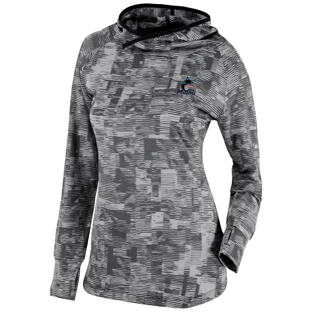 Miami Marlins Columbia Women's Omni-Wick Sunday Ball Pullover Hoodie - Black Hoodies