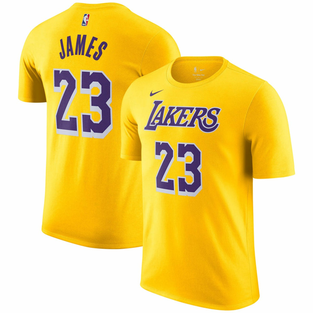 LeBron James Los Angeles Lakers Icon 2022/23 Name & Number T-Shirt Gold