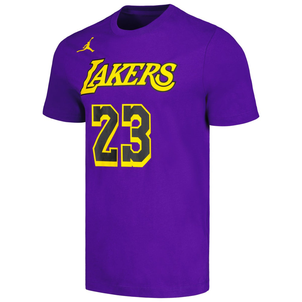 LeBron James Los Angeles Lakers Jordan Brand 2022/23 Statement Edition Name & Number T-Shirt Purple