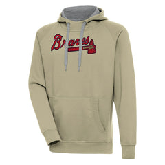 Atlanta Braves Antigua Victory Pullover Hoodie - Khaki Hoodies