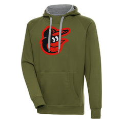 Baltimore Orioles Antigua Victory Pullover Hoodie - Olive Hoodies