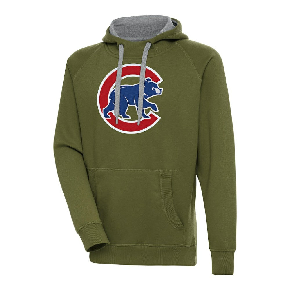 Chicago Cubs Antigua Victory Pullover Hoodie - Olive Hoodies