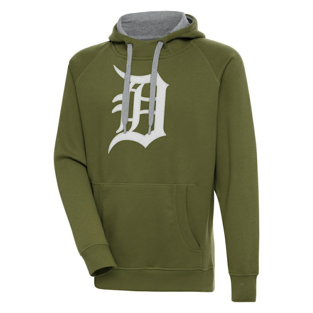 Detroit Tigers Antigua Victory Pullover Hoodie - Olive Hoodies