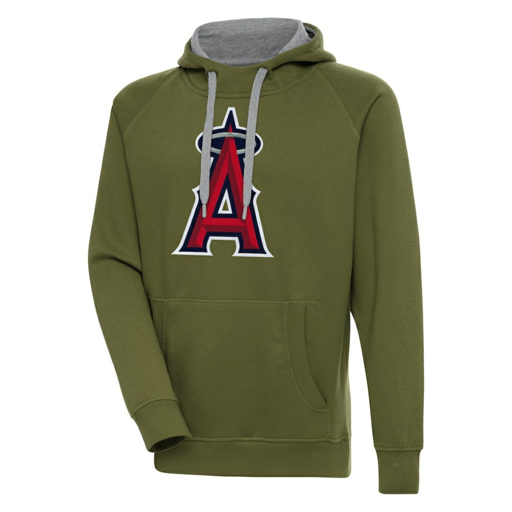 Los Angeles Angels Antigua Victory Pullover Hoodie - Olive Hoodies