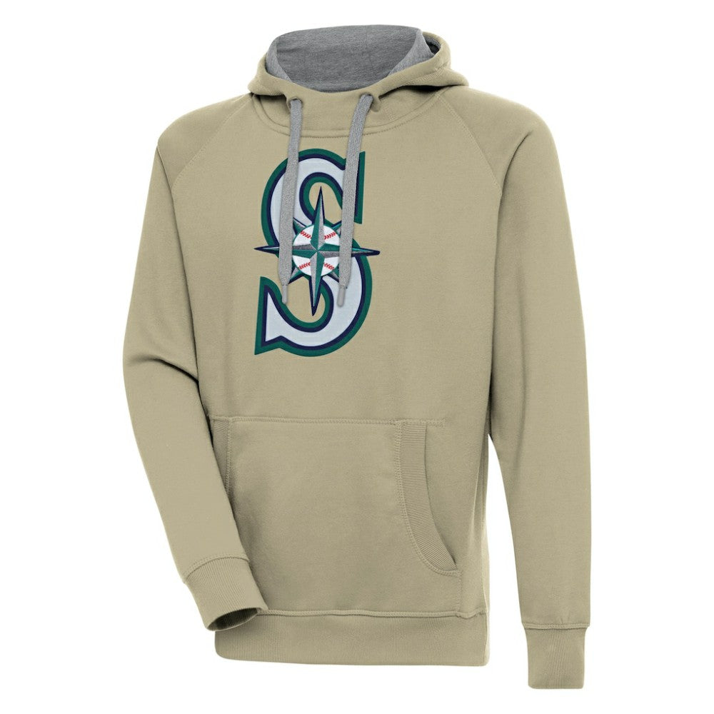 Seattle Mariners Antigua Victory Pullover Hoodie - Khaki Hoodies