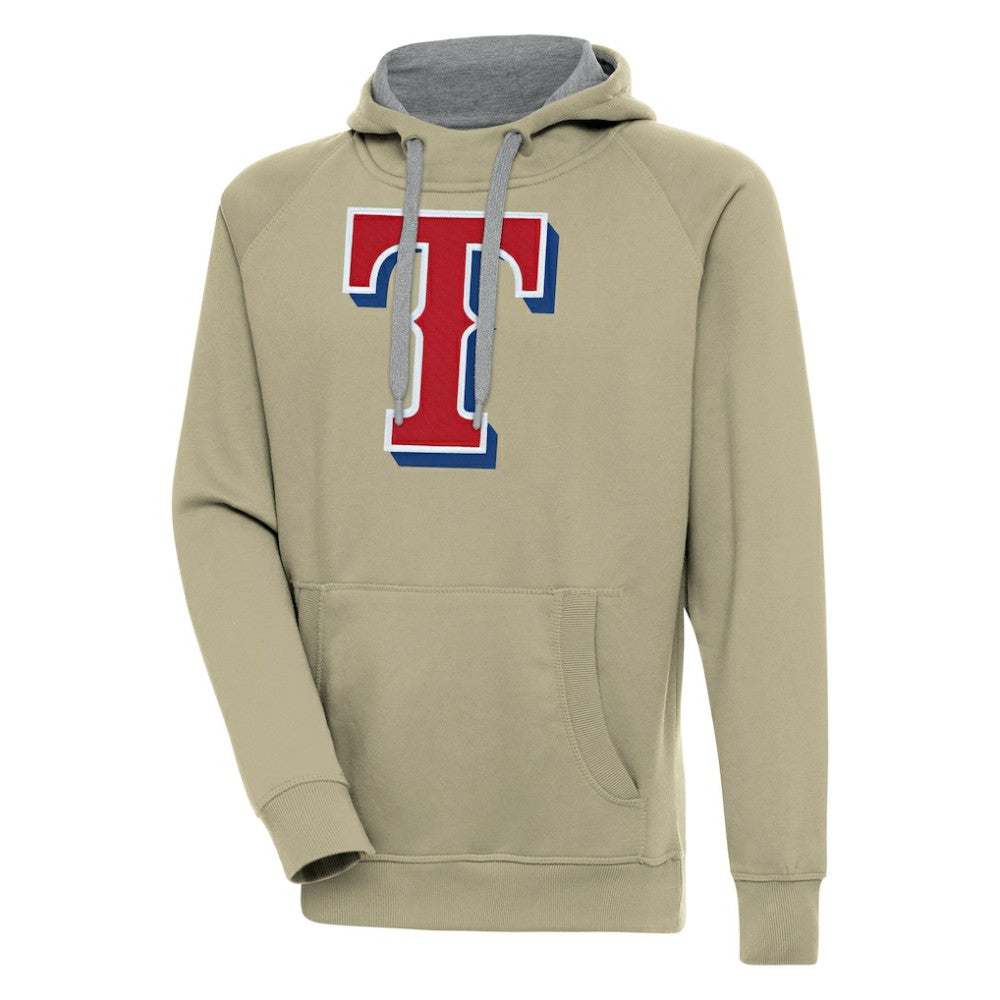 Texas Rangers Antigua Victory Pullover Hoodie - Khaki Hoodies