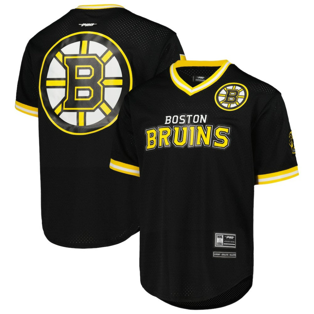 NHL Boston Bruins Pro Standard Classic Mesh V-Neck T-Shirt - Black