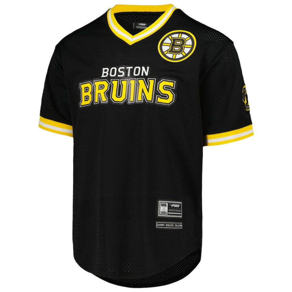 NHL Boston Bruins Pro Standard Classic Mesh V-Neck T-Shirt - Black