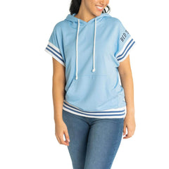 Boston Red Sox Lusso Women's Mabel Tri-Blend Short Sleeve Pullover Hoodie - Light Blue Hoodies