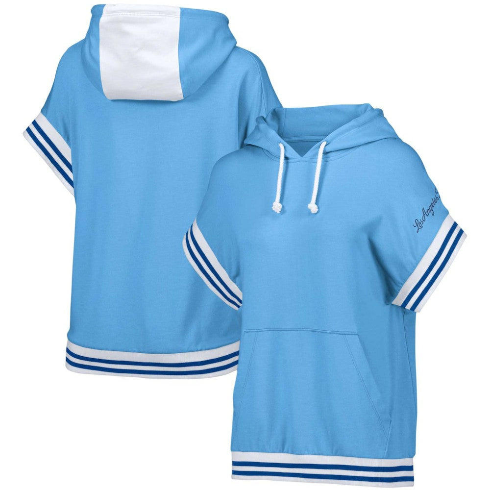 Los Angeles Dodgers Lusso Women's Mabel Tri-Blend Short Sleeve Pullover Hoodie - Light Blue Hoodies