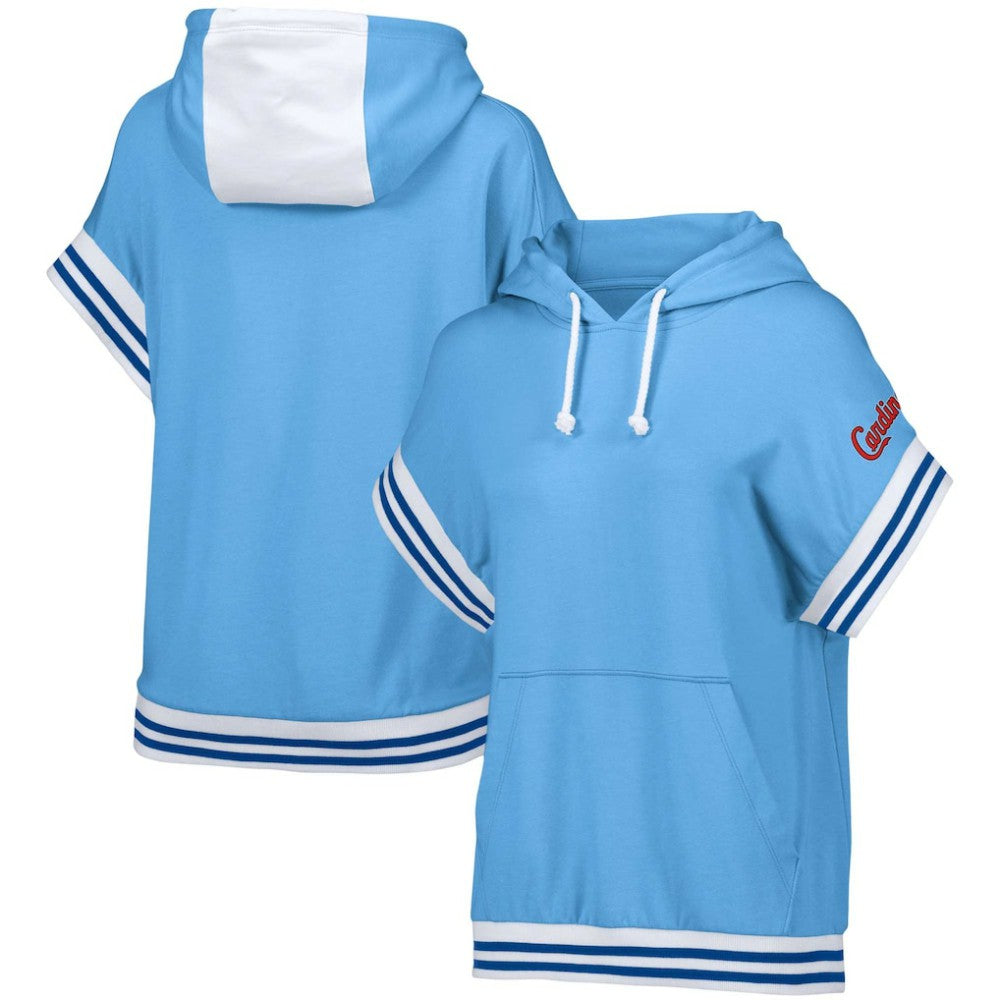 St. Louis Cardinals Lusso Women's Mabel Tri-Blend Short Sleeve Pullover Hoodie - Light Blue Hoodies