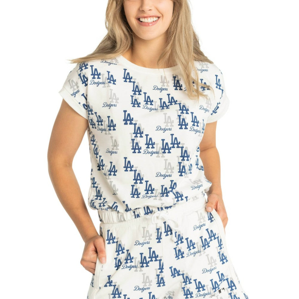 Los Angeles Dodgers Lusso Women's Madge Dolman Tri-Blend T-Shirt - White T-shirts