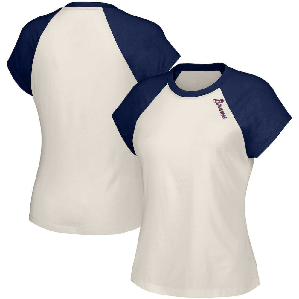 Atlanta Braves Lusso Women's Nikki Raglan T-Shirt - White T-shirts