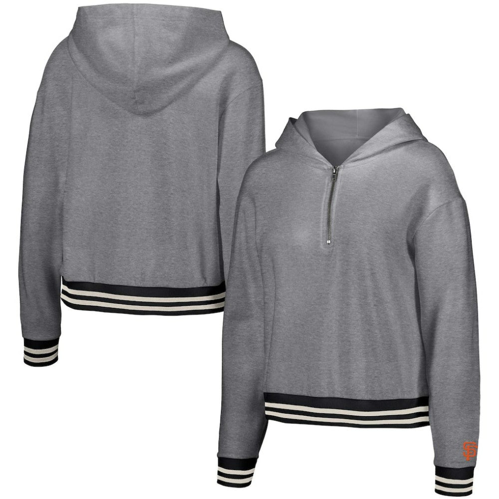 San Francisco Giants Lusso Women's Magnolia Tri-Blend Quarter-Zip Hoodie - Gray Hoodies