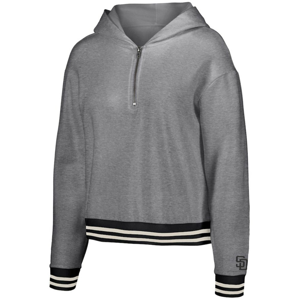 San Diego Padres Lusso Women's Magnolia Tri-Blend Quarter-Zip Hoodie - Gray Hoodies