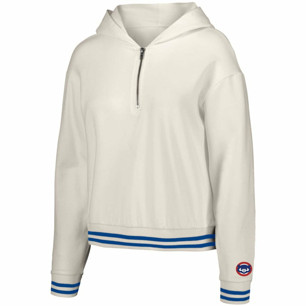 Chicago Cubs Lusso Women's Magnolia Tri-Blend Quarter-Zip Hoodie - White Hoodies