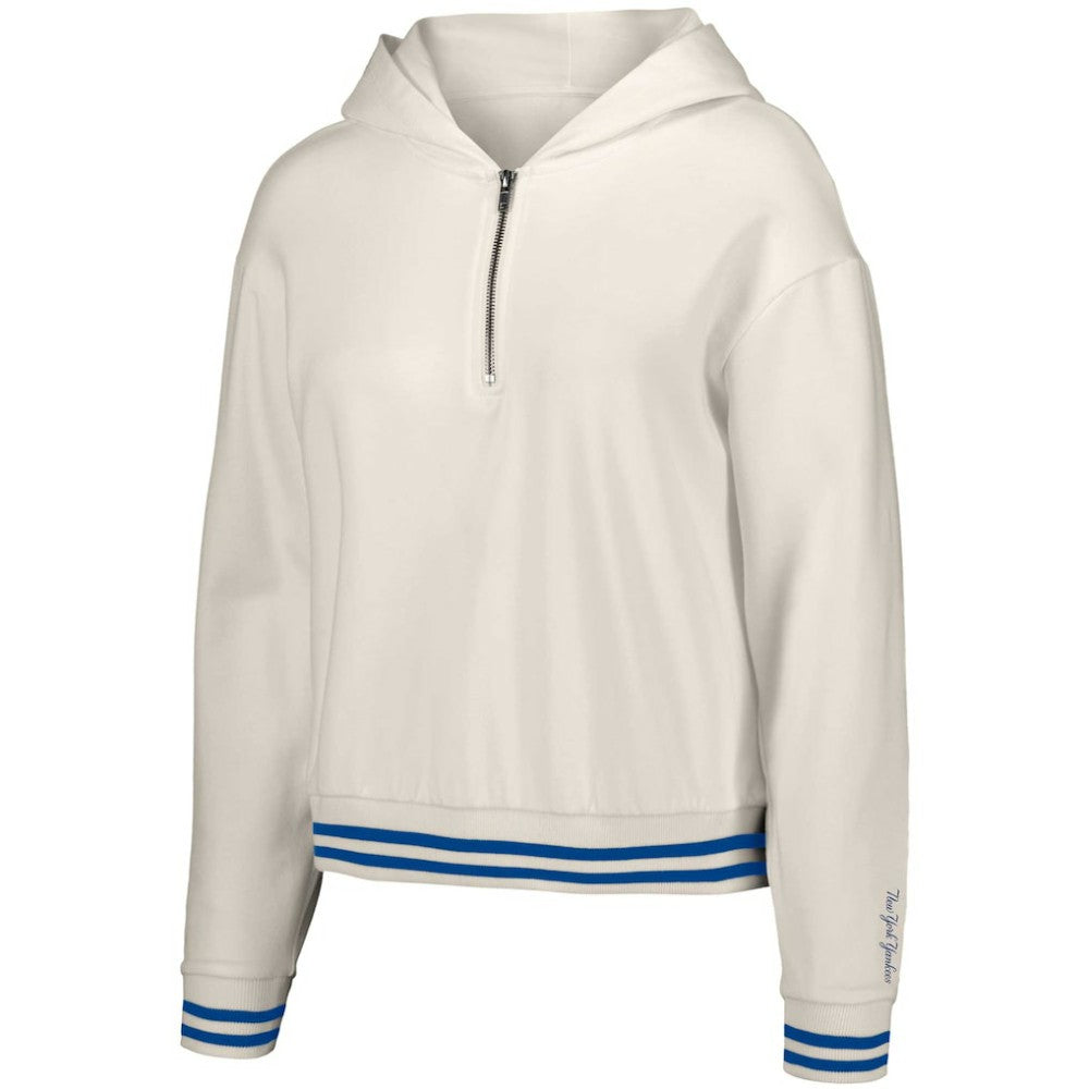 New York Yankees Lusso Women's Magnolia Tri-Blend Quarter-Zip Hoodie - White Hoodies