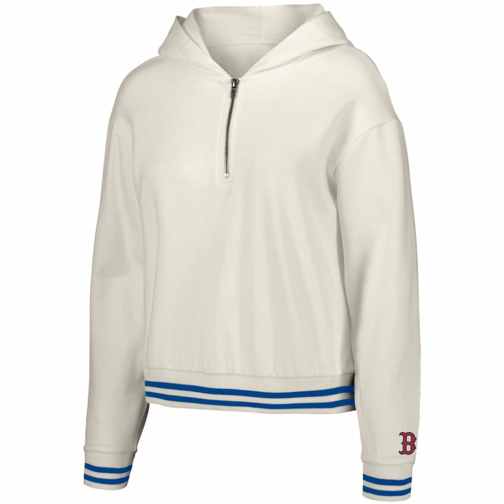 Boston Red Sox Lusso Women's Magnolia Tri-Blend Quarter-Zip Hoodie - White Hoodies