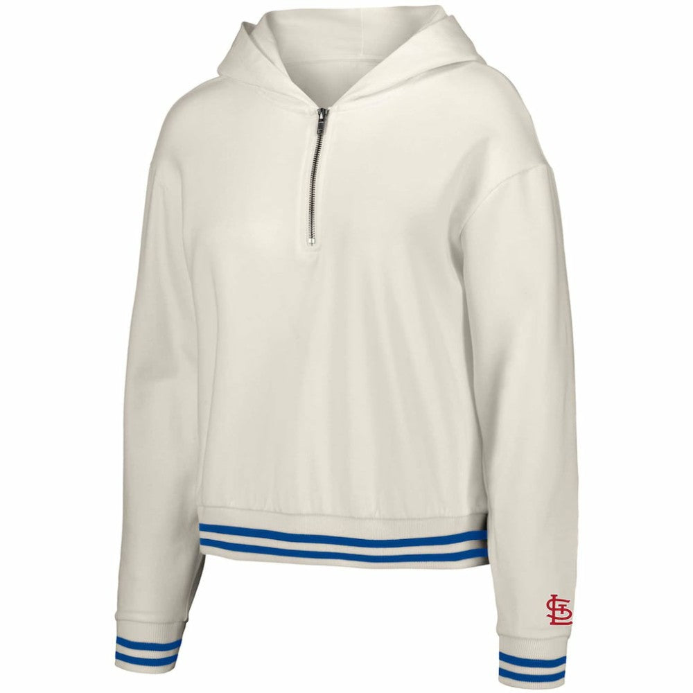 St. Louis Cardinals Lusso Women's Magnolia Tri-Blend Quarter-Zip Hoodie - White Hoodies