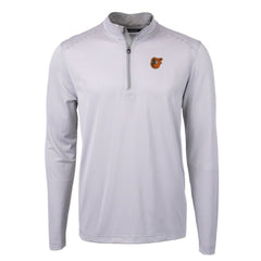 Baltimore Orioles Cutter & Buck Virtue Eco Pique Micro Stripe Recycled Quarter-Zip Pullover Top - Gray/White Pullover