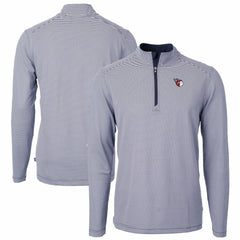 Cleveland Guardians Cutter & Buck Virtue Eco Pique Micro Stripe Recycled Quarter-Zip Pullover Top - Navy/White Pullover