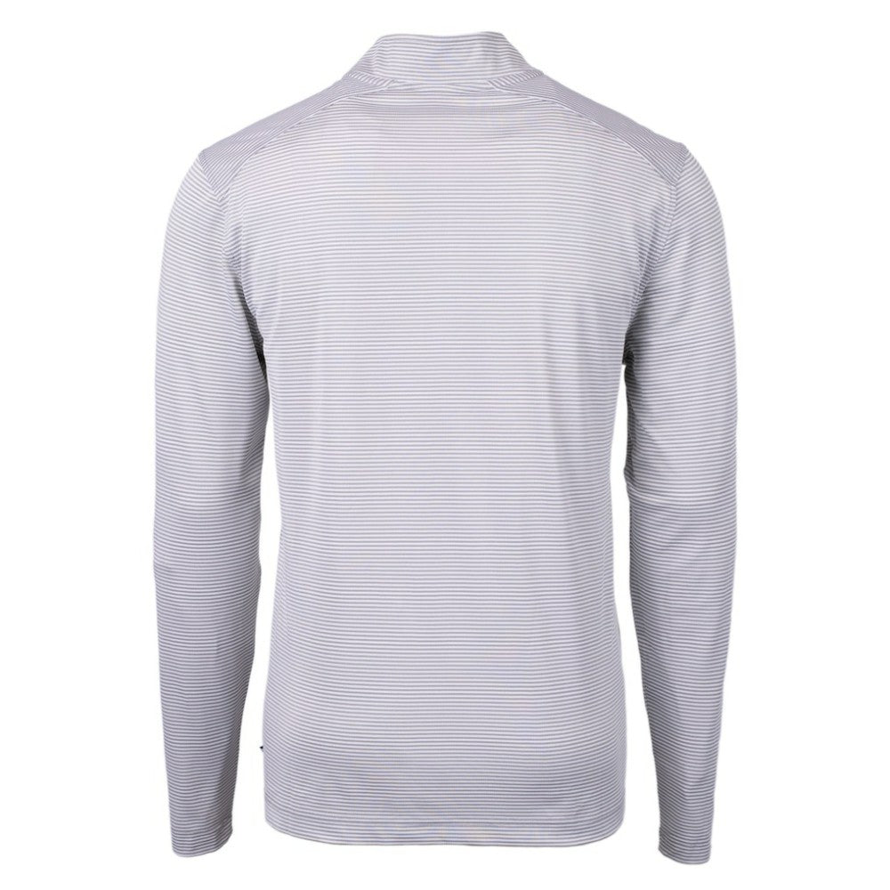 St. Louis Cardinals Cutter & Buck Virtue Eco Pique Micro Stripe Recycled Quarter-Zip Pullover Top - Gray/White Pullover