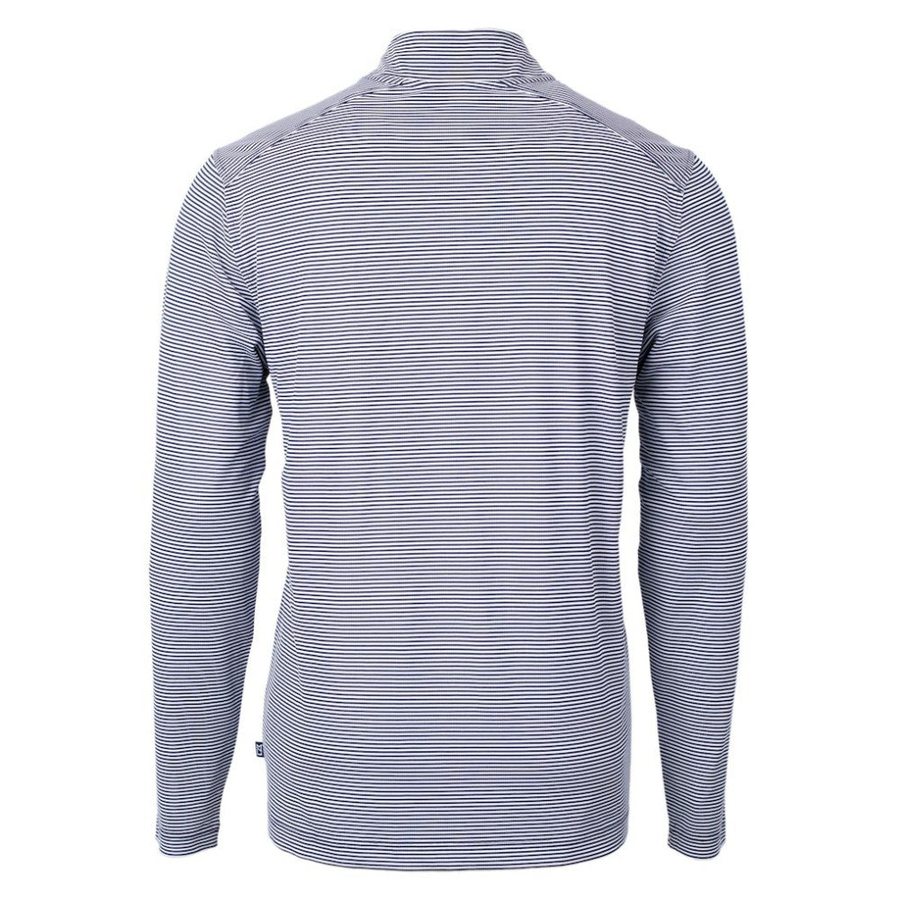 Washington Nationals Cutter & Buck Virtue Eco Pique Micro Stripe Recycled Quarter-Zip Pullover Top - Navy/White Pullover