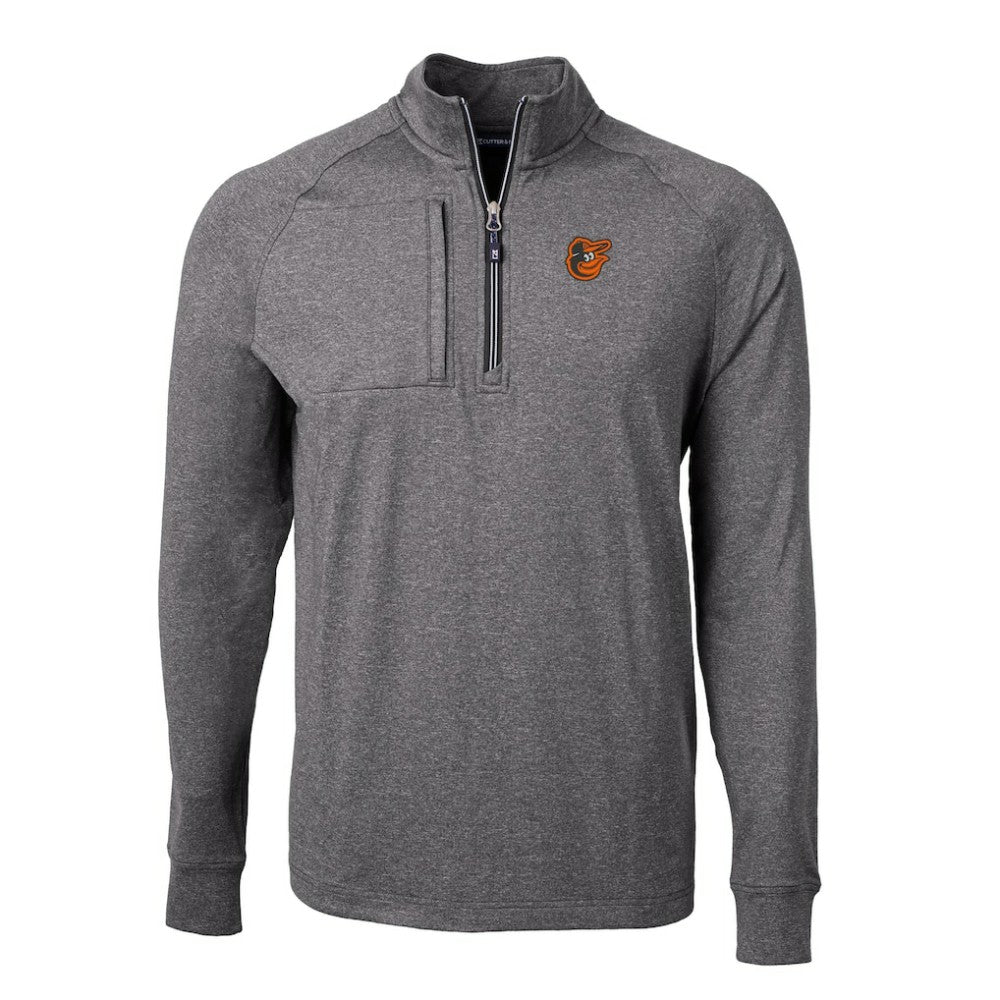 Baltimore Orioles Cutter & Buck Adapt Eco Knit Stretch Recycled Quarter-Zip Pullover Top - Heather Black Pullover