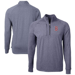 Boston Red Sox Cutter & Buck Adapt Eco Knit Stretch Recycled Quarter-Zip Pullover Top - Heather Navy Pullover