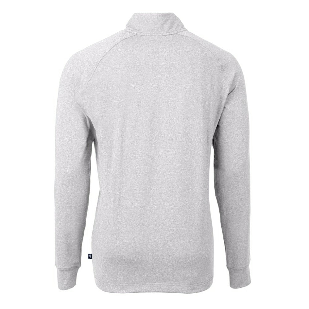Chicago Cubs Cutter & Buck Adapt Eco Knit Stretch Recycled Quarter-Zip Pullover Top - Heather Gray Pullover